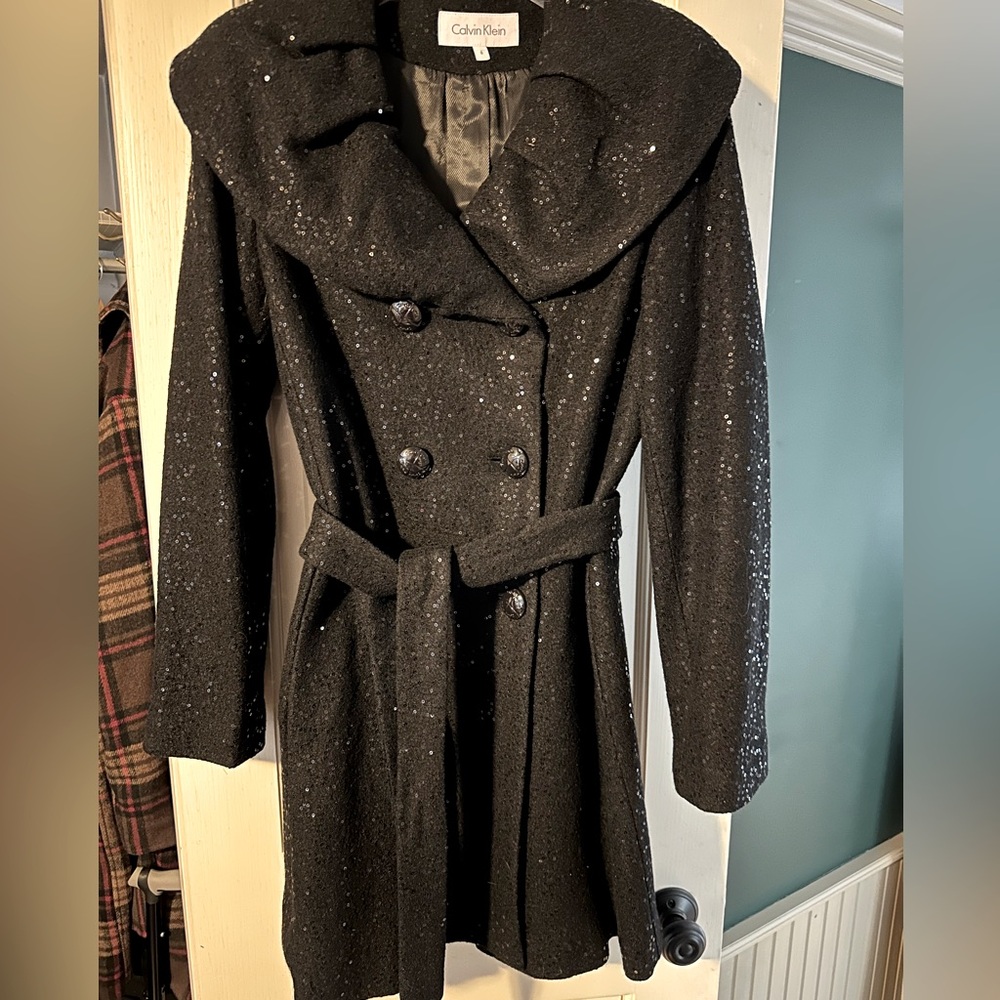 Dress evening coat with sequins
